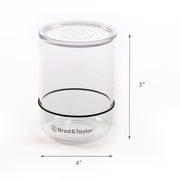 Brod & Taylor Sourdough Starter Jar, 32oz Size With Measuring Marks in in/cm and a Ring For Marking Starter Progress - Glass With a Loose Fitting Plastic Lid for Safety and Breathability