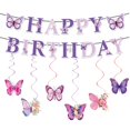 thumbnail image 1 of Decoraciones para fiestas de cumpleaños con tema de mariposas moradas de TSOUOEA, 1 of 8