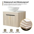thumbnail image 5 of BNK 24'' Wall-Mounted Bathroom Vanity with Ceramic Sink, Modern Brown Floating Bathroom Vanity Set, White Flat Stone Countertop Ceramic Sink, 5 of 11