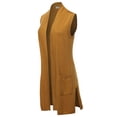thumbnail image 2 of A2Y Women's Open Front Long Sleeveless Draped Side Pockets Vest Knit Sweater Mustard XL, 2 of 6