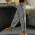 thumbnail image 2 of Women's Pants Fashion Casual Pants For Women Solid Color Striped Buttoned Cropped Trousers, 2 of 3