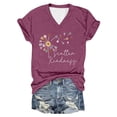 thumbnail image 4 of Womens T Shirts Oversized Floral Print Summer Tops Fashion 2026 V-Neck Short Sleeve Basic Spring Tee, 4 of 4