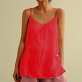 thumbnail image 2 of Scyoekwg Sleeveless Tops for Women Crewneck Cotton and Linen T Shirts Spaghetti Strap Camisole Tank Tops Casual Solid Color Vest Trendy Summer Loose Fit Blouse Red M, 2 of 8