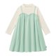 thumbnail image 2 of Odeerbi Niñas Punto Rib Twofer Vestido Manga Larga Algodón Primavera Otoño Color Sólido Cuello Redondo Vestido Suelto, 2 of 4
