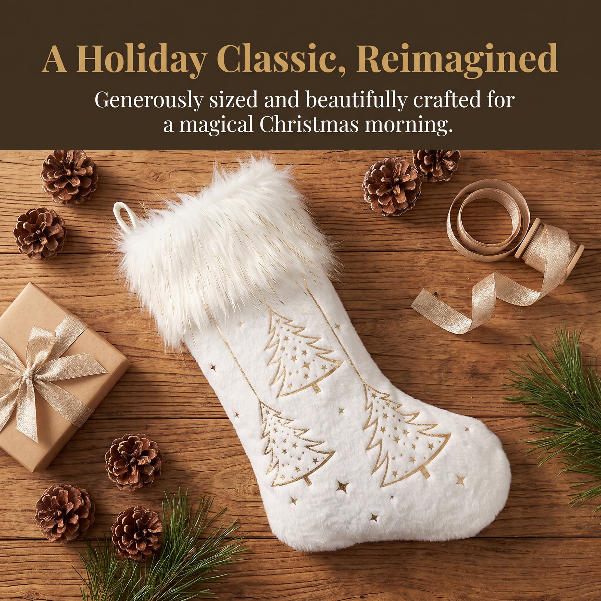 Unique Bargains Foil Stocking Double Layer Metallic Crystal Sock Christmas Trees 16"