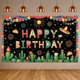 thumbnail image 3 of Colorful Design Happy Birthday Banner Mexican Style Fiesta Party Banner Cactus Pattern Taco Cactus Theme Backdrop for Birthday Party Fiesta Celebration Mexican Theme Party, 3 of 9