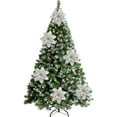thumbnail image 4 of 6PCS 5.1'' Christmas Poinsettias Glitter Artificial Flower Christmas Tree Flower, 4 of 10