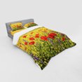 thumbnail image 3 of Ambesonne Flower Bedding Set 3 Pcs, Field with Poppies Farm, Twin, Yellow Red Green, 3 of 3