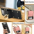 thumbnail image 5 of Fashion Ring Holder Case Compatible for Samsung Galaxy Z Flip 4 5g Case 2022, Shockproof PU Leather Cover Hand Strap Protective Stand Flip Phone Case for Samsung Flip 4 Case, 5 of 6