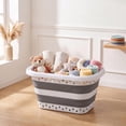 thumbnail image 5 of Collapsible Laundry Basket, 42L Foldable Pop Up Laundry Hamper with Handles, Plastic Dirty Clothes Storage Organizer for Bathroom Bedroom Dorm, Grey, 5 of 7