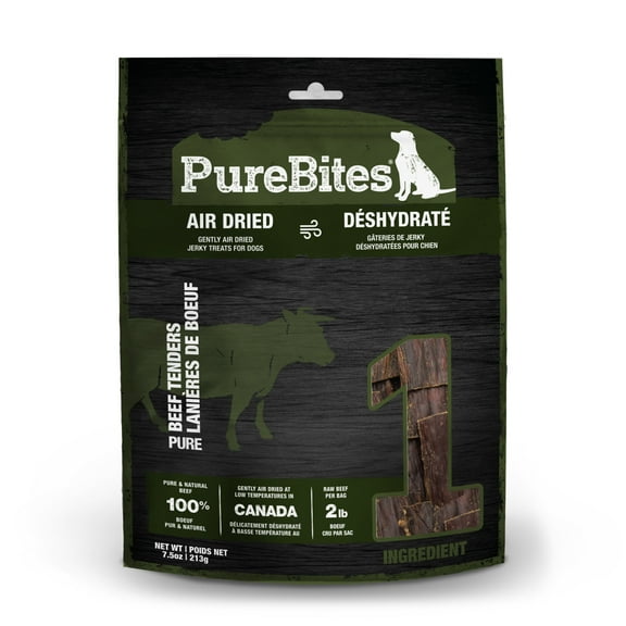 PureBites Beef Jerky Dog Treats, 1 Ingredient, Made in Canada, 7.5oz