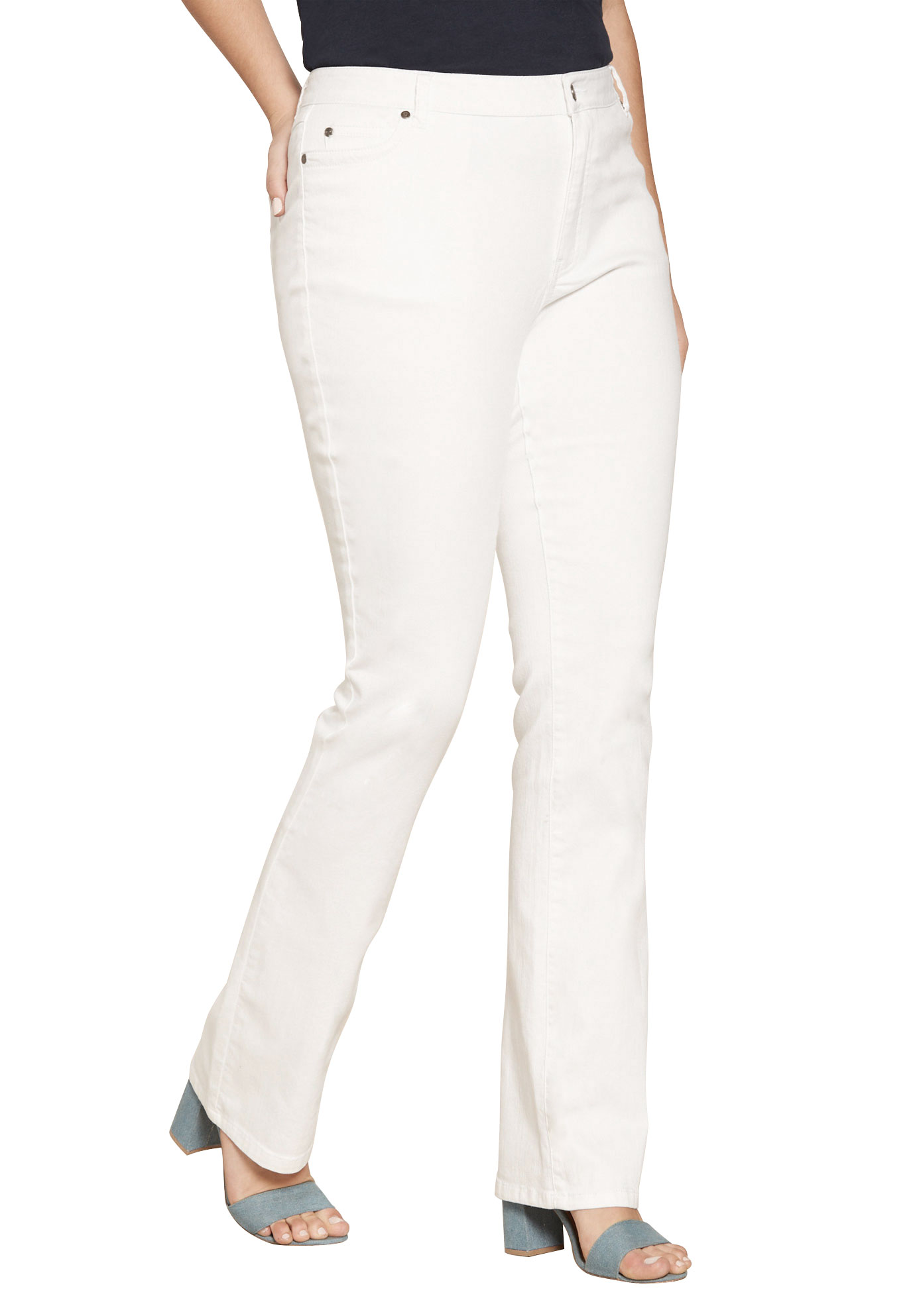 white boot leg jeans
