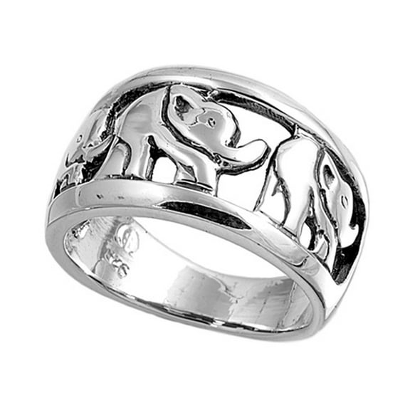 Sterling Silver Elephant Ring 12mm ( Size 5 to 9)