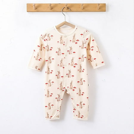 

TMOYZQ Baby Boy Girl Clothes Rompers Newborn Infant Long Sleeve Button Down Bodysuit Fall Winter Warm Jumpsuit on Clearance