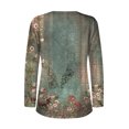 thumbnail image 4 of LbsKUS Fall Clearance,Womens Long Sleeve Tops V Neck Casual Shirts Retro Stylish Pullover Boho Floral Print Vintage Shirts Fall Clothes(Army Green,Medium), 4 of 4