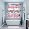 thumbnail image 4 of Pink Gray Kitchen Curtains Valances and Tiers Set of 3 Gradient Ocean Wave Modern Abstract Geometric Tier Curtains and Valance with Rod Pocket for Small Windows, 27.5"x36", 4 of 9