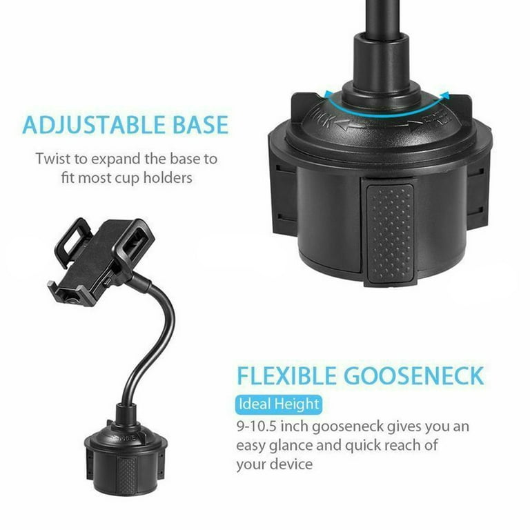 PVUEL Car Mount Adjustable Gooseneck Cup Holder Cradle Stand Universal For  Cell Phone iPhone 15/14/13/12/11 XS XR Samsung S22/S20 