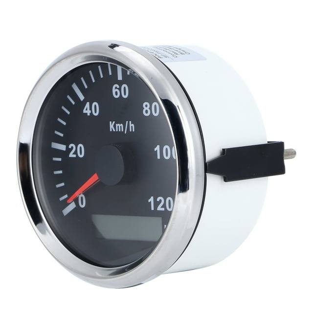 Gps Speedometer, Anti-fog Curved Glass Car Speedometer For Vehicles For All-terrain Vehicles For Boats Silver Frame Black Dial
