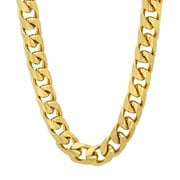 Boy's 9.3mm 14k Yellow Gold Plated Flat Curb Choker Chain Necklace, 18 inches