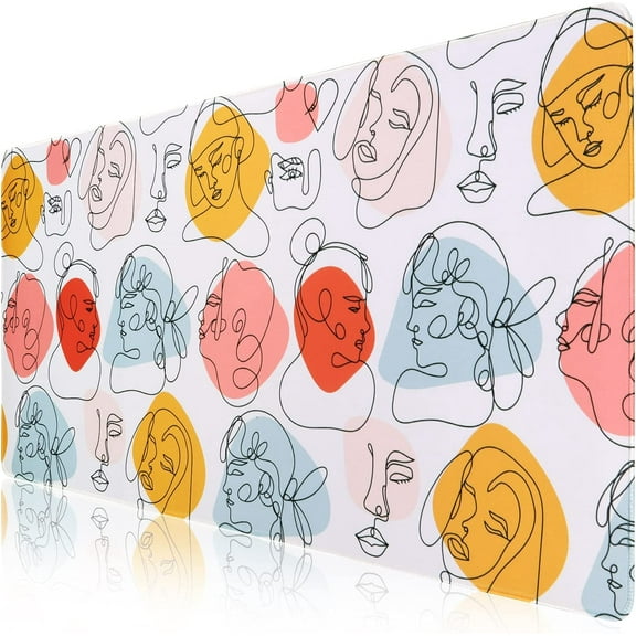 Desk Mat,Gming Mouse pad, Large Non-Slip Rubber Base Mousepad with Stitched Edges, Waterproof Keyboard Mouse Mat Desk Pad for Work, Game, Office, Home Decor - Colorful Face