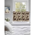thumbnail image 4 of Cow Print Half Window Curtains 24 Inches Long, Farmhouse Beige Brown Animal Prints Vintage Window Treatment Curtain Drapes, Short Curtains Tiers for Kitchen Over Sink, 27.5"x24", 2 Panels, 4 of 7