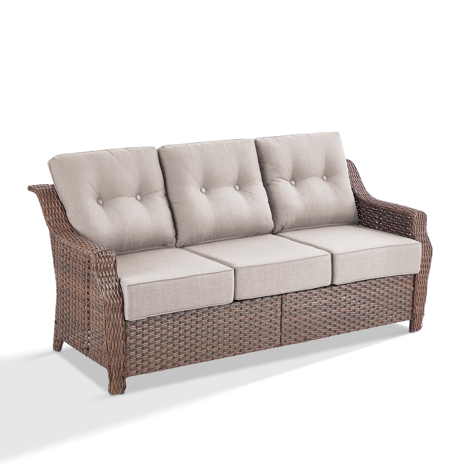 Gymojoy 3-Seat Outdoor Patio Sofa Set All-Weather PE Rattan Sectional Couch with 6-inch Thick Cushions, Ergonomic Design for Garden, Backyard, Poolside & Balcony