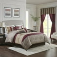 thumbnail image 5 of Madison Park Neyson Faux Silk 12-Piece Red Medallion Jacquard Design Comforter Set with Curtains, Queen, 5 of 10