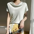 thumbnail image 2 of Cowl Neck Cap Sleeve Tops for Women Fashion Satin Pullover Short Sleeve Shirt Summer Business Tops, 2 of 3