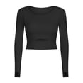 thumbnail image 6 of Women Cropped Workout Tops Cutout Thumb Hole Padded Long Sleeve Yoga Athletic Shirt Gym Activewear, 6 of 7