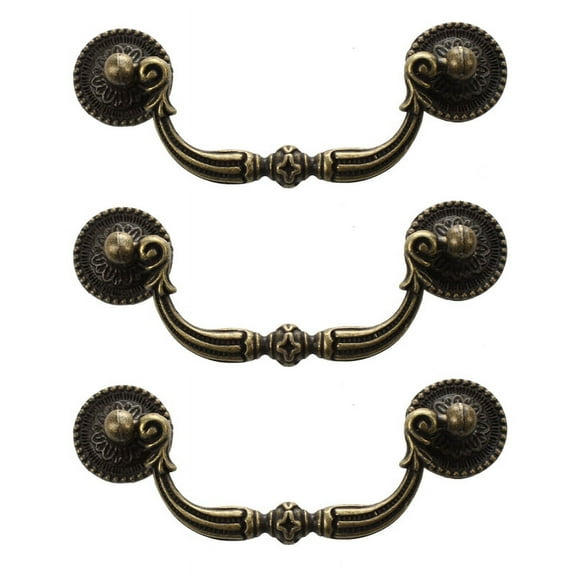 3X Antique Brass Cabinet Door Drawer Handles 100 mm