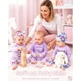 thumbnail image 3 of KIMI BEAR Preemie Baby Girl Layette Set Shower Gift Sets 3 Packs Romper Pants Sets Long Sleeves Bodysuit with Hat Headband Gloves 9pcs Clothing Purple, 3 of 8