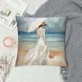 thumbnail image 2 of Fenyluxe Beach Woman Fashion Style High-Quality Dirt-Resistant Throw Pillow Covers 1PC, Summer Printed on Both Sides, Ideal for Couch, Sofa, Bed, Living Room, Bedroom 22x22in, 2 of 5