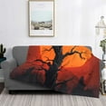 thumbnail image 2 of Uemuo Yellow Castle Sunset Tree Printed Throw Blanket for Couch, Fluffy Fuzzy Blankets for Bed, Sofa, Cozy Flannel Faux Fur Blanket-60"x50", 2 of 6