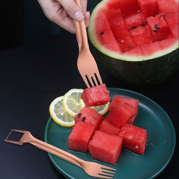Stainless Steel Fruit Fork For Watermelon Cutting Multi Functional Dicing And Splitting Tool Household Watermelon Eating Spoon Tool