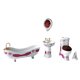 thumbnail image 1 of Juego de baño de porcelana para casa de muñecas de 5 piezas, muebles en miniatura, juguetes, modelo creativo, sala de estar, bañera, cepillo de inodoro, lavabo, espejo, estilo para niñas, 1 of 8