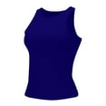 thumbnail image 2 of Delayuji Womens Sleeveless Tank Top Blouse Racerback Slim Top Knit Ribbed Shirt Breathable Women's Blouse Fitness Tank Top Blue, 2 of 5