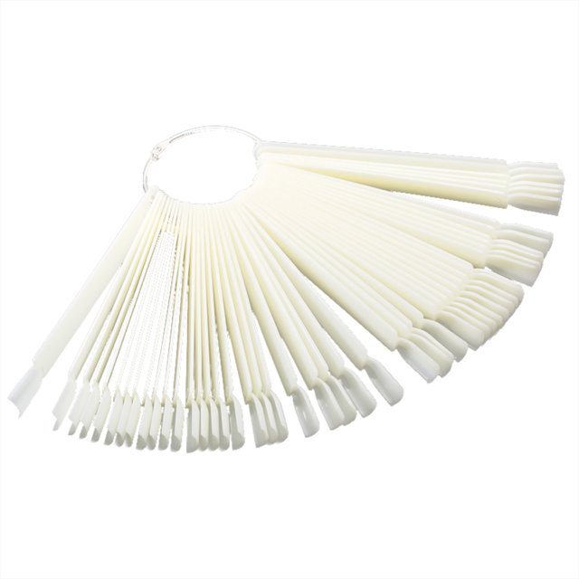 50 Pieces Nail Display Swatches False Nail Art Tips Stick Display Practice Fan Board With Iron Circle