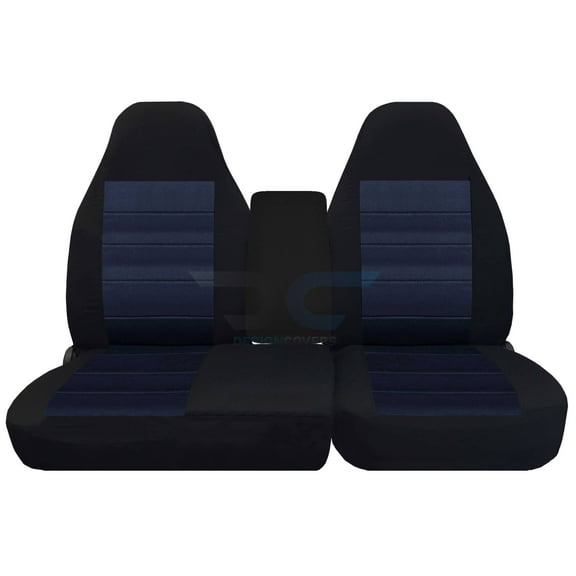 Design Covers F-150 Black and Navy Blue, Velour, Durable, Front Seat Covers, 2 Pieces