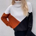 thumbnail image 5 of Qetyuw Womens Color Block Turtleneck Sweater Chunky Knit Long Sleeve Pullover Jumper Loose Fit Casual Sweaters, 5 of 6