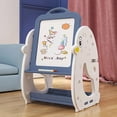 thumbnail image 4 of UNICOO® Kids Multifunction Study Table and Chair Set, Kids Art Easel with Bookshelf (Blue Penguin), 4 of 7