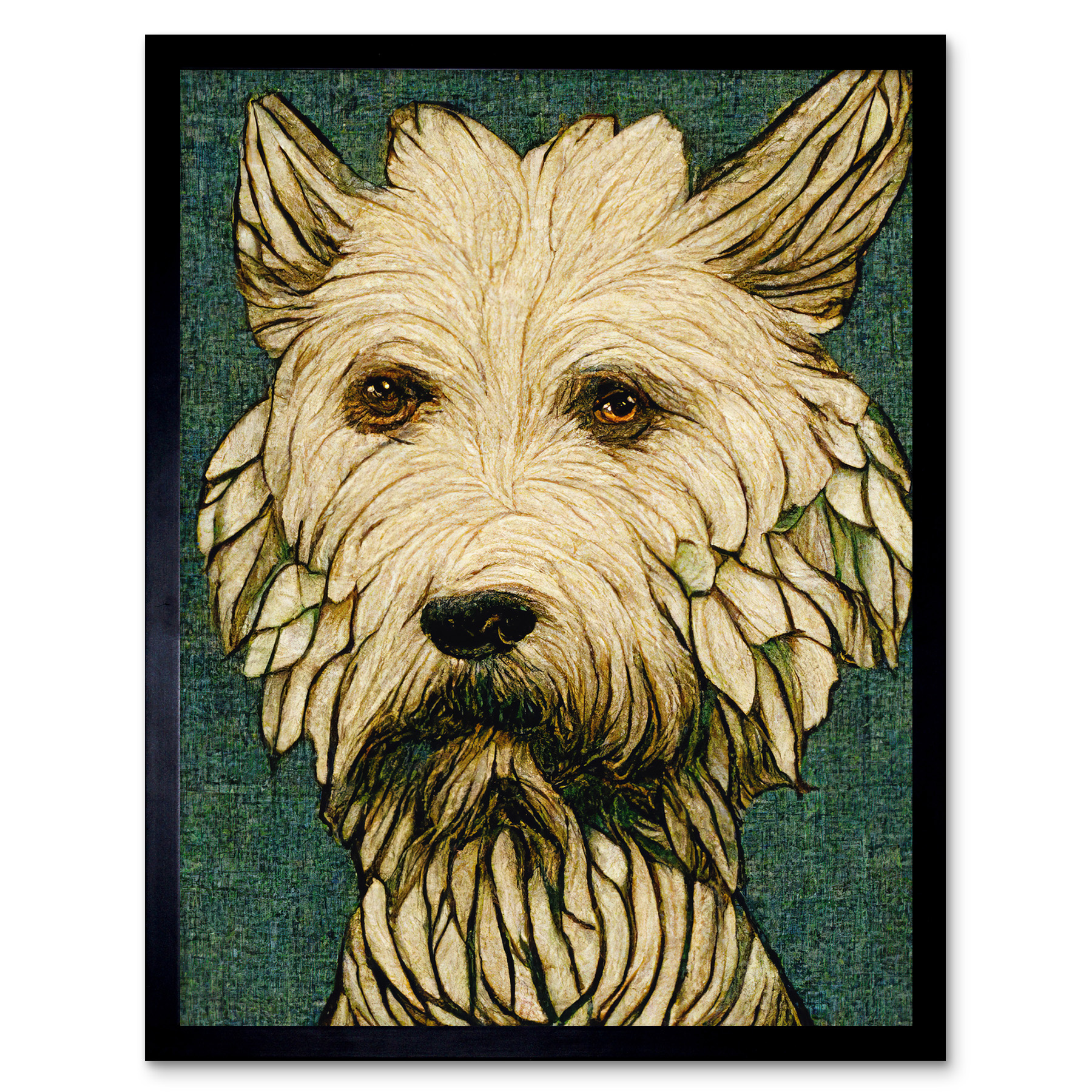 White Westie Terrier Dog Oil Painting Art Print Framed Poster Wall ...