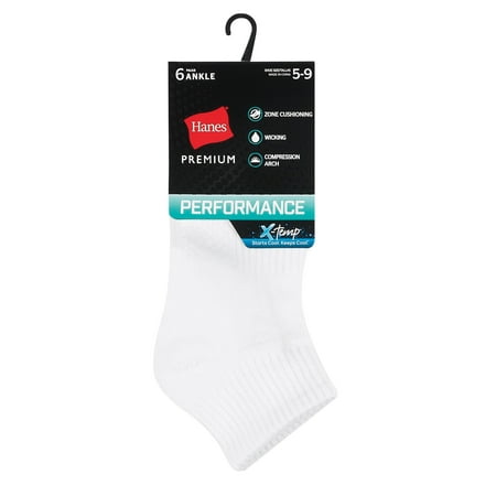 Hanes Women s Premium Performance Cushioned Ankle Socks  6-Pack