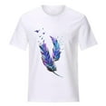 thumbnail image 4 of Mikilon Chemise à Imprimé Plumes pour Femmes et Filles, Manches Courtes, Blouse, 4 of 7