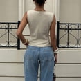thumbnail image 4 of Women's Draped Cowl Neck Ruched Sleeveless Tank Top Going Out Tops Elegant Brunch Outfit Summer Beach Vacation Going Out Womens Tops Beige L, 4 of 5