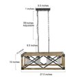 thumbnail image 3 of LNC 4 Lights Antique Black and Brown Wood Farmhouse Linear Rectangular Chandelier for Kitchen Island, 3 of 11