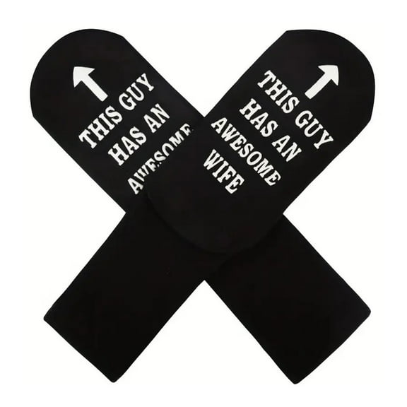 Men Funny Relationsip Novelty This Guy Has An Awesome Wife Socks Rubber Letters Anti-Slip Socks Valentines Day Gifts