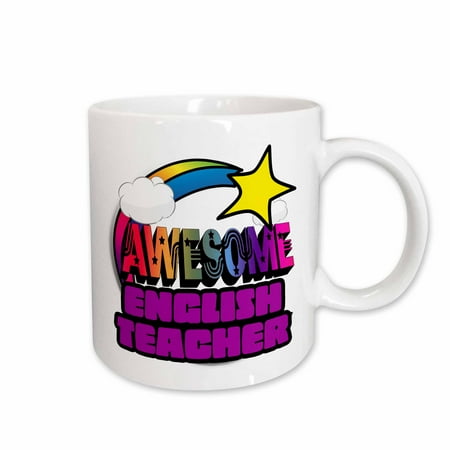 

3dRose Shooting Star Rainbow Awesome English Teacher Ceramic Mug 11-ounce