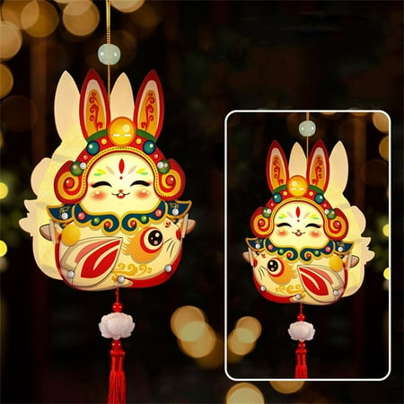 Party Supplies Cute Rabbit Lantern Kids Toy Light Lamp Bunny Shape Acrylic Lantern Rabbit Hanging Lamp Festival Lantern Mid-Autumn Lantern STYLE 9