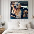 thumbnail image 4 of Summer Funny Wall Art Painting on Canvas, Modern Driving Dog Print Canvas Art Home Prints Wall Art Framed Modern Artwork for Living Room Bedroom Wall Decor 20x20in, 4 of 9