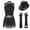 D Black, variant on TiaoBug Women Sequins Tassel Latin Dance Dress Leotard Ballroom Dance Tops with Gloves Hat Dance Outfit A Black S